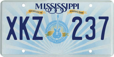 MS license plate XKZ237