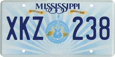MS license plate XKZ238