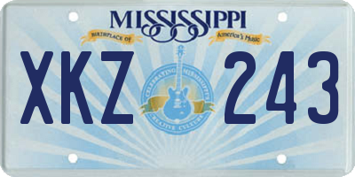 MS license plate XKZ243