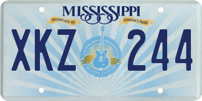 MS license plate XKZ244