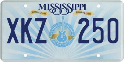 MS license plate XKZ250