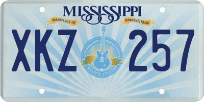 MS license plate XKZ257