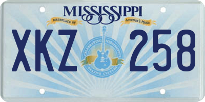 MS license plate XKZ258