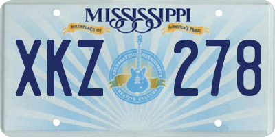 MS license plate XKZ278
