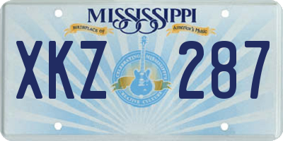MS license plate XKZ287