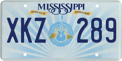 MS license plate XKZ289