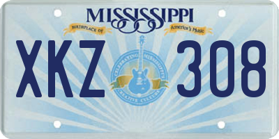 MS license plate XKZ308