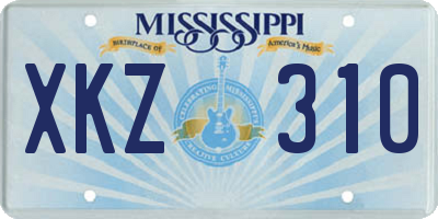 MS license plate XKZ310