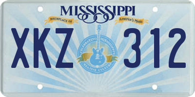 MS license plate XKZ312