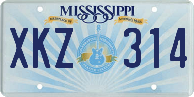 MS license plate XKZ314