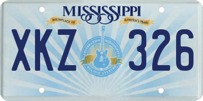 MS license plate XKZ326
