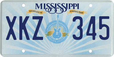 MS license plate XKZ345