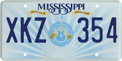 MS license plate XKZ354