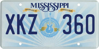 MS license plate XKZ360