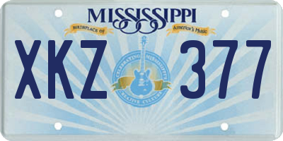 MS license plate XKZ377
