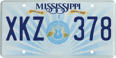 MS license plate XKZ378