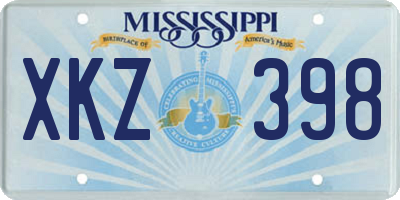 MS license plate XKZ398
