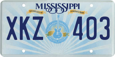 MS license plate XKZ403