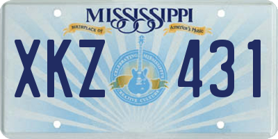 MS license plate XKZ431