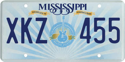 MS license plate XKZ455