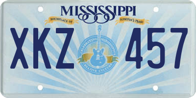 MS license plate XKZ457