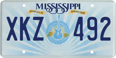 MS license plate XKZ492