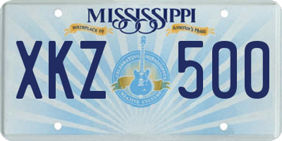 MS license plate XKZ500