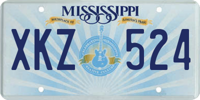 MS license plate XKZ524