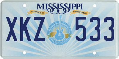 MS license plate XKZ533