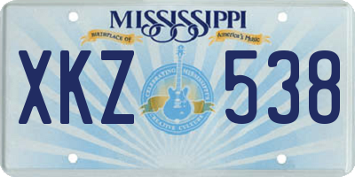 MS license plate XKZ538