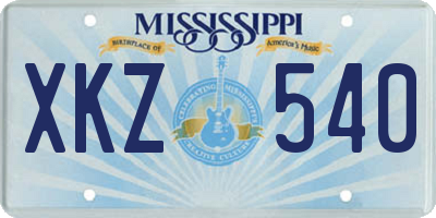 MS license plate XKZ540