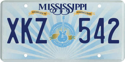 MS license plate XKZ542