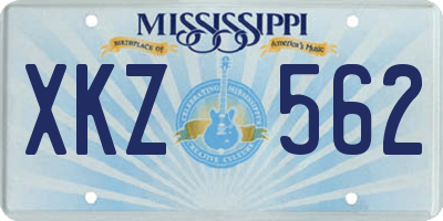 MS license plate XKZ562