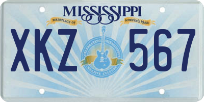 MS license plate XKZ567