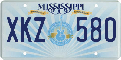 MS license plate XKZ580