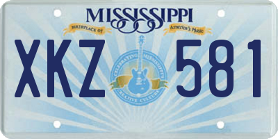 MS license plate XKZ581