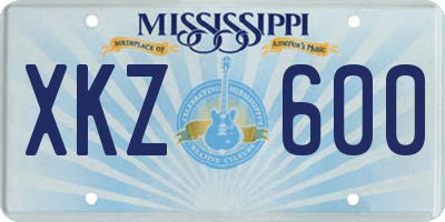 MS license plate XKZ600