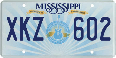 MS license plate XKZ602