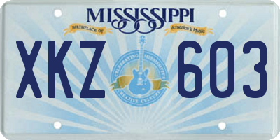 MS license plate XKZ603