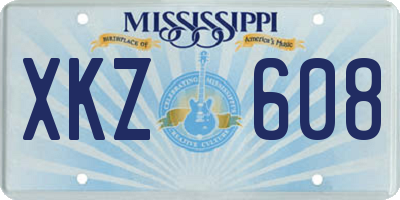 MS license plate XKZ608