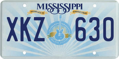 MS license plate XKZ630