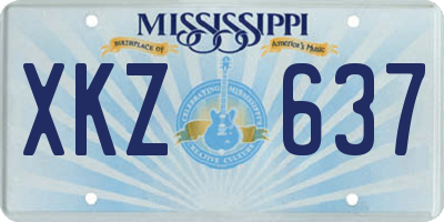 MS license plate XKZ637