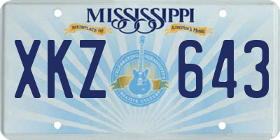 MS license plate XKZ643