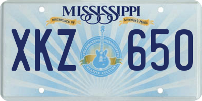 MS license plate XKZ650