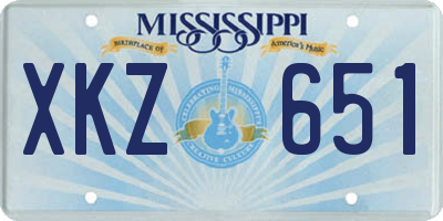 MS license plate XKZ651