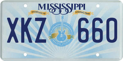 MS license plate XKZ660