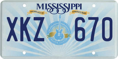 MS license plate XKZ670