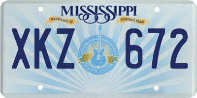 MS license plate XKZ672