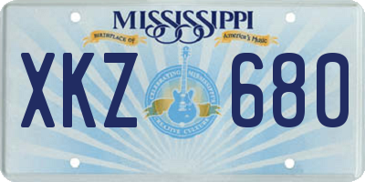 MS license plate XKZ680