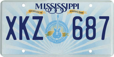 MS license plate XKZ687